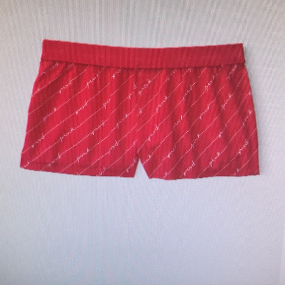 Pink Victoria’s Secret flannel boxy pajama shorts Pin-up Red script medium New - Picture 4 of 7
